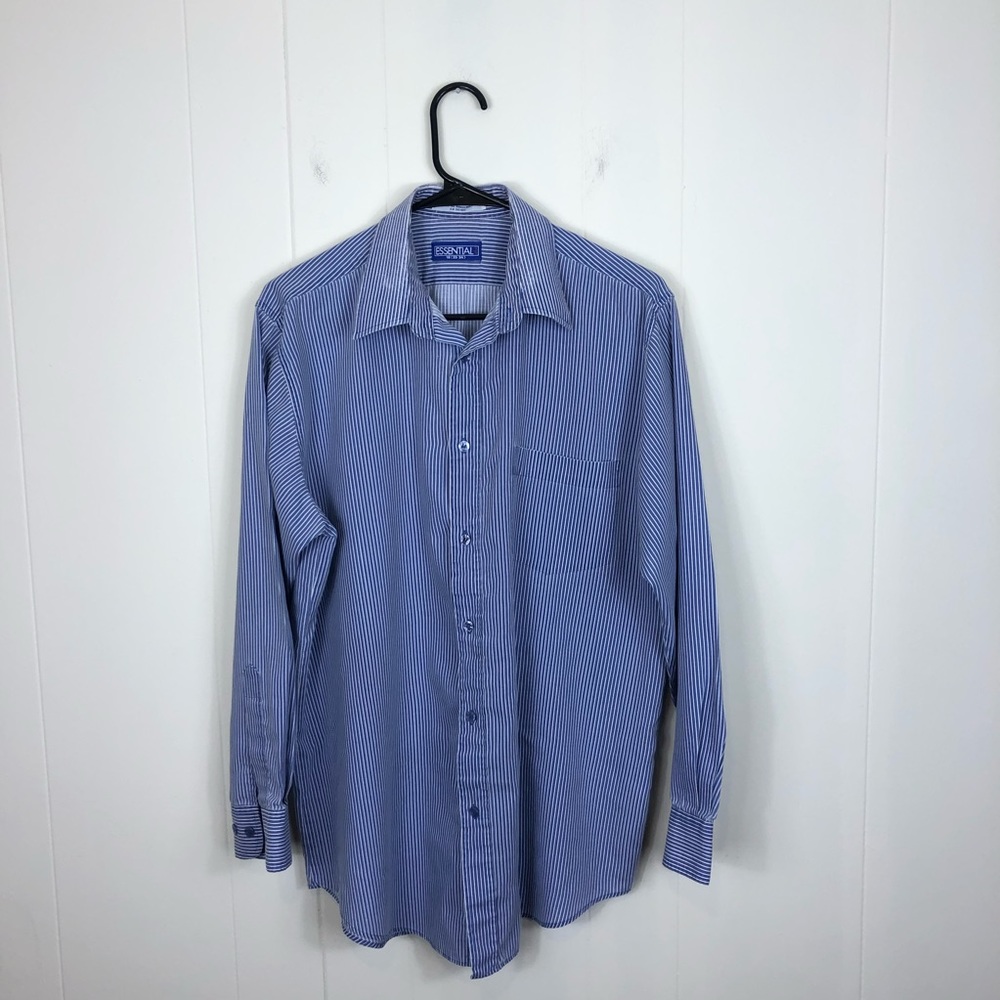 Vintage Blue White Pinstripe Button‎ Down Sz L